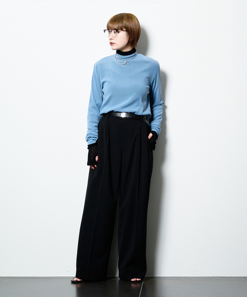 CITYSHOP(シティーショップ)の「《追加6》SHEER HIGH NECK TOP:カットソー(Tシャツ/カットソー・レディース・ネイビー/ブルー系その他/ブラウン系その他/ブラック・FREE)」の11枚目の写真