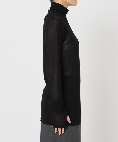 CITYSHOP(シティーショップ)の「《追加6》SHEER HIGH NECK TOP:カットソー(Tシャツ/カットソー・レディース・ネイビー/ブルー系その他/ブラウン系その他/ブラック・FREE)」の15枚目の写真