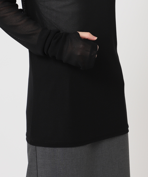 CITYSHOP(シティーショップ)の「《追加6》SHEER HIGH NECK TOP:カットソー(Tシャツ/カットソー・レディース・ネイビー/ブルー系その他/ブラウン系その他/ブラック・FREE)」の17枚目の写真