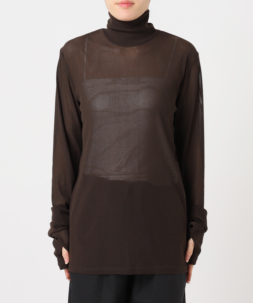 CITYSHOP(シティーショップ)の「《追加6》SHEER HIGH NECK TOP:カットソー(Tシャツ/カットソー・レディース・ネイビー/ブルー系その他/ブラウン系その他/ブラック・FREE)」の21枚目の写真