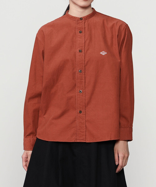 DANTON(ダントン)の「DANTON | コーデュロイ バンドカラー長袖シャツ WOMEN(シャツ/ブラウス・レディース・グレー/オレンジ・34/36)」の2枚目の写真