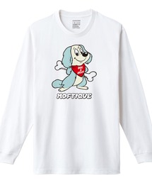 Moftique(モフティック) 長袖Tシャツ メンズ アニマル 犬 ドッグ イラスト ロゴ プリント Tシャツ 長袖 ロンT ロングTシャツ カットソー トップス レディース ユニセックス