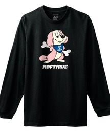 Moftique(モフティック) 長袖Tシャツ メンズ アニマル 犬 ドッグ イラスト ロゴ プリント Tシャツ 長袖 ロンT ロングTシャツ カットソー トップス レディース ユニセックス