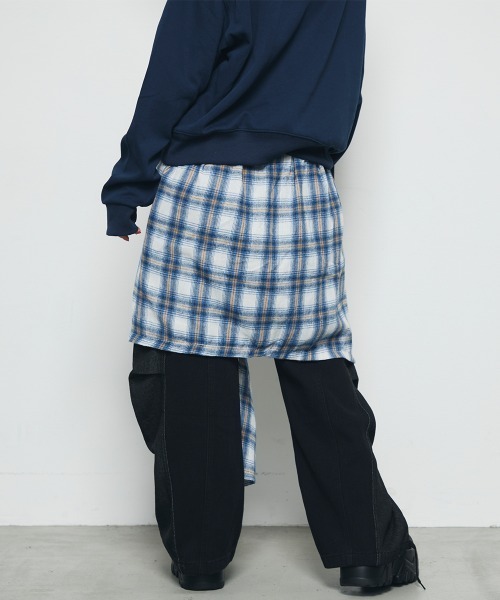 DAZE(デイズ)の「チェックシャツレイヤード風 ワイド デニムパンツ(デニムパンツ・メンズ・ブラック系・SMALL/MEDIUM/LARGE/X-LARGE)」の20枚目の写真
