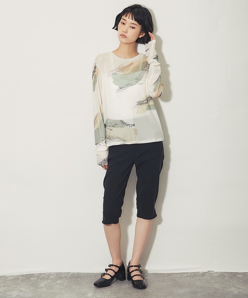 ANOTHER S（アナザーエス）の「ペイント総柄シアークルーネックプルオーバー（Tシャツ/カットソー・レディース・グレー/ブラック/アイボリー・FREE）」の10枚目の写真