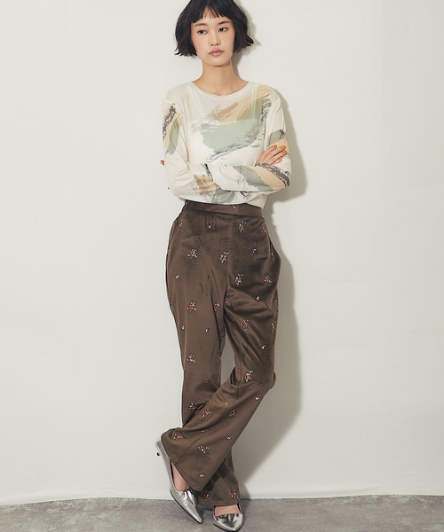 ANOTHER S（アナザーエス）の「ペイント総柄シアークルーネックプルオーバー（Tシャツ/カットソー・レディース・グレー/ブラック/アイボリー・FREE）」の13枚目の写真