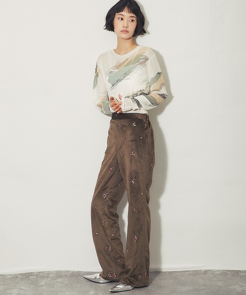 ANOTHER S（アナザーエス）の「ペイント総柄シアークルーネックプルオーバー（Tシャツ/カットソー・レディース・グレー/ブラック/アイボリー・FREE）」の16枚目の写真