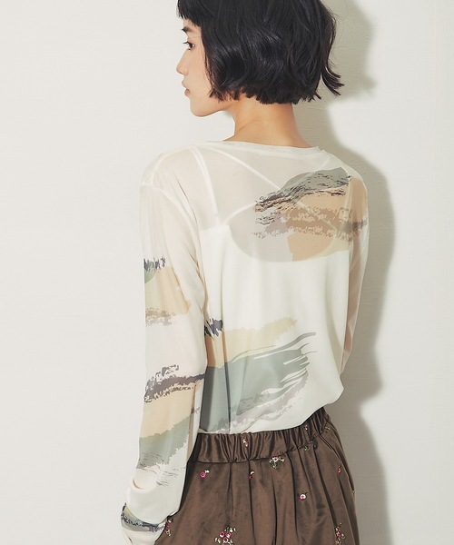 ANOTHER S（アナザーエス）の「ペイント総柄シアークルーネックプルオーバー（Tシャツ/カットソー・レディース・グレー/ブラック/アイボリー・FREE）」の22枚目の写真