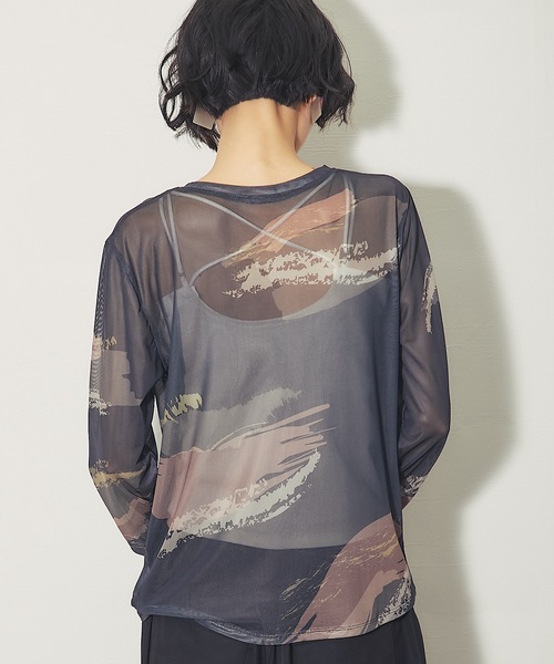 ANOTHER S（アナザーエス）の「ペイント総柄シアークルーネックプルオーバー（Tシャツ/カットソー・レディース・グレー/ブラック/アイボリー・FREE）」の19枚目の写真