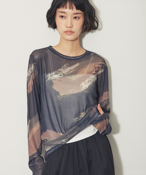 ANOTHER S（アナザーエス）の「ペイント総柄シアークルーネックプルオーバー（Tシャツ/カットソー・レディース・グレー/ブラック/アイボリー・FREE）」の18枚目の写真