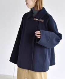 リバー ステンカラー Aライン ショート ポンチョ コート
