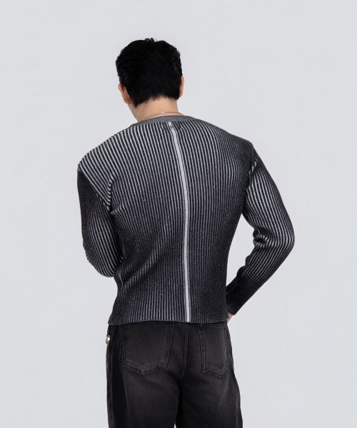 PHOS333（フォースサンサンサン）の「M リブニットセーター/ブラック（ニット/セーター・メンズ・その他・LARGE）」の3枚目の写真