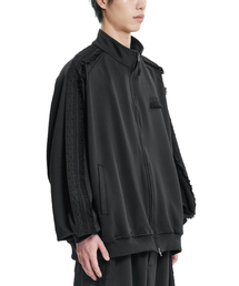 Multi Lace Trim Raglan Track Jacket [BLACK]