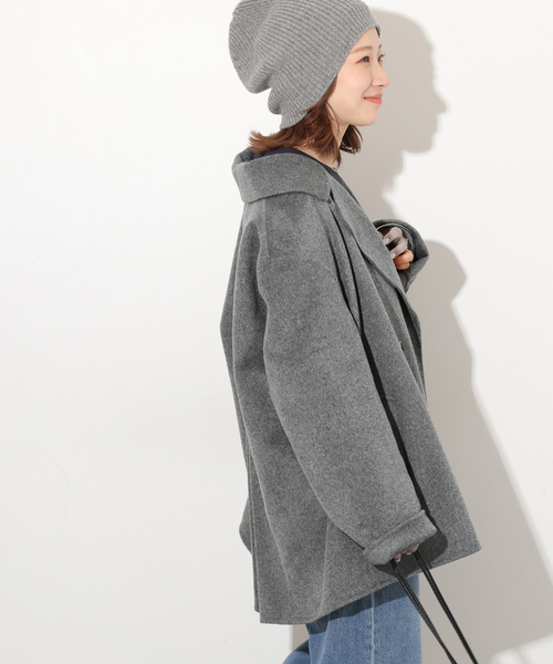 JOURNAL STANDARD relume（ジャーナルスタンダード　レリューム）の「ウールカシミヤハーフコート（その他アウター・レディース・ベージュ/チャコールグレー・36/38）」の21枚目の写真