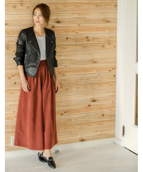 Re:EDIT（リエディ）の「ピーチスキンスカンツ/ガウチョ/ワイドパンツ[2016秋新作][リエディオリジナル][2016AW展示会][Re:EDIT/リエディ]（その他パンツ・レディース・ベージュ/オレンジ/キャメル/ブラック・LARGE/MEDIUM）」の10枚目の写真