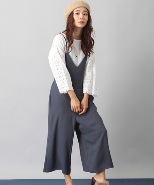 E hyphen world gallery（イーハイフンワールドギャラリー）の「ジョーゼットオールインワン（つなぎ/オールインワン・レディース・ブラック/チャコールグレー/ネイビー・FREE）」の12枚目の写真