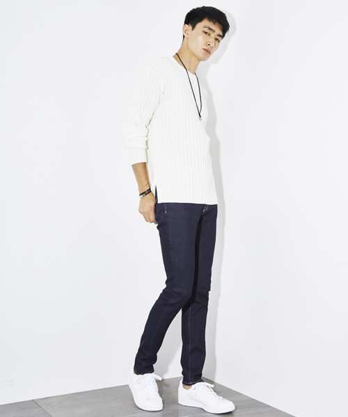 STUDIOUS（ステュディオス）の「ミックスウールワイドリブロングニット（ニット/セーター・メンズ・オフホワイト/ネイビー/ベージュ・1/3/2）」の8枚目の写真