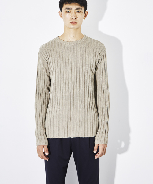 STUDIOUS（ステュディオス）の「ミックスウールワイドリブロングニット（ニット/セーター・メンズ・オフホワイト/ネイビー/ベージュ・1/3/2）」の12枚目の写真
