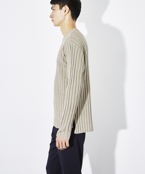 STUDIOUS（ステュディオス）の「ミックスウールワイドリブロングニット（ニット/セーター・メンズ・オフホワイト/ネイビー/ベージュ・1/3/2）」の21枚目の写真