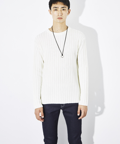 STUDIOUS（ステュディオス）の「ミックスウールワイドリブロングニット（ニット/セーター・メンズ・オフホワイト/ネイビー/ベージュ・1/3/2）」の17枚目の写真