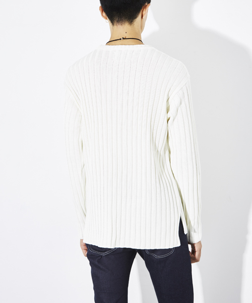 STUDIOUS（ステュディオス）の「ミックスウールワイドリブロングニット（ニット/セーター・メンズ・オフホワイト/ネイビー/ベージュ・1/3/2）」の19枚目の写真