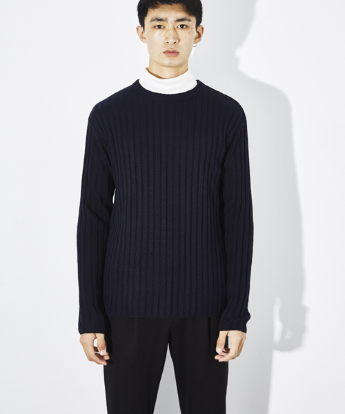 STUDIOUS（ステュディオス）の「ミックスウールワイドリブロングニット（ニット/セーター・メンズ・オフホワイト/ネイビー/ベージュ・1/3/2）」の20枚目の写真