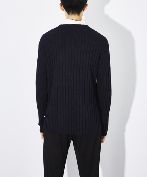 STUDIOUS（ステュディオス）の「ミックスウールワイドリブロングニット（ニット/セーター・メンズ・オフホワイト/ネイビー/ベージュ・1/3/2）」の14枚目の写真