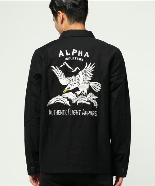 JACKROSE(ジャックローズ)の「ALPHA バック刺繍ミリタリーシャツ(シャツ/ブラウス・メンズ・ブラック/カーキ・M/L)」の4枚目の写真