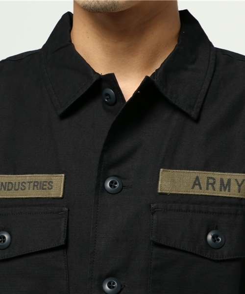 JACKROSE(ジャックローズ)の「ALPHA バック刺繍ミリタリーシャツ(シャツ/ブラウス・メンズ・ブラック/カーキ・M/L)」の5枚目の写真