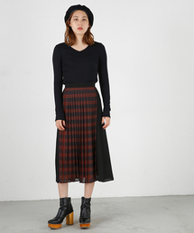 MOUSSY | CHECK PANEL PLEATS SKIRT(スカート)