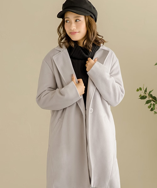 Re:EDIT（リエディ）の「選べる裏地付きあったかチェスターコート（チェスターコート・レディース・ベージュ/ダークグレー/ダークベージュ/キャメル/ライトグレー/タン/グレー/チャコールグレー/ダークブラック/ブラック/ピンクベージュ/ベージュ系その他/アッシュグレー/トップグレー・LARGE/MEDIUM）」の5枚目の写真