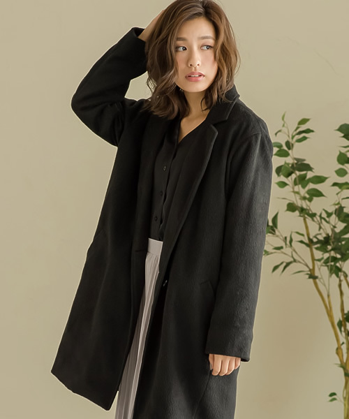 Re:EDIT（リエディ）の「選べる裏地付きあったかチェスターコート（チェスターコート・レディース・ベージュ/ダークグレー/ダークベージュ/キャメル/ライトグレー/タン/グレー/チャコールグレー/ダークブラック/ブラック/ピンクベージュ/ベージュ系その他/アッシュグレー/トップグレー・LARGE/MEDIUM）」の2枚目の写真