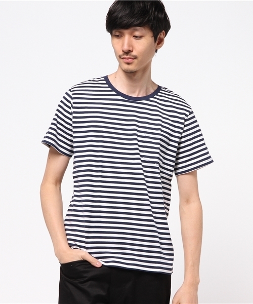 NANO universe(ナノユニバース)の「:24/-天竺ボーダークルーポケT(Tシャツ/カットソー・メンズ・その他1/その他3/その他2・LARGE/SMALL/X-LARGE/MEDIUM)」の1枚目の写真
