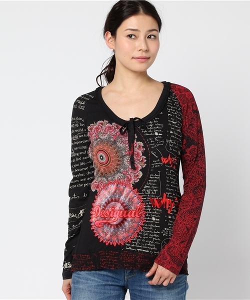 Desigual（デシグアル）の「「Desigual/デシグアル」Tシャツ（Tシャツ/カットソー・レディース・ブラック/グリーン系その他・SMALL/LARGE/X-LARGE/MEDIUM）」の2枚目の写真