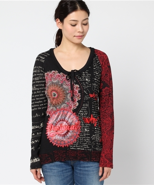 Desigual（デシグアル）の「「Desigual/デシグアル」Tシャツ（Tシャツ/カットソー・レディース・ブラック/グリーン系その他・SMALL/LARGE/X-LARGE/MEDIUM）」の8枚目の写真