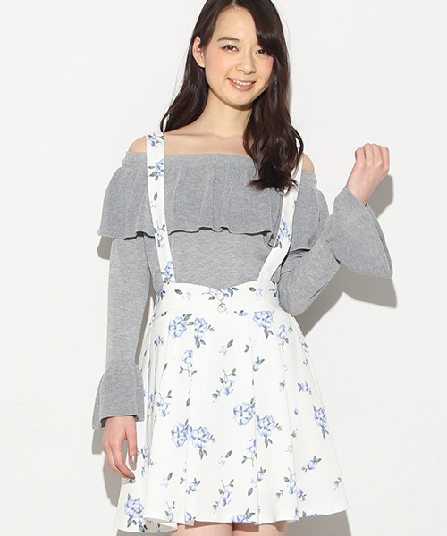 ♡QOOZA♡サスペンダー付きフレアミニスカート Honeys（ハニーズ）の「サスペンダー付きフレアミニスカート（スカート