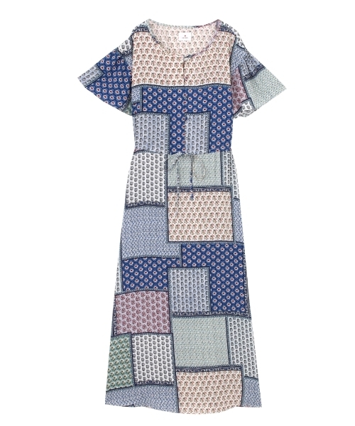 merry jenny（メリージェニー）の「パッチワークパターンマキシワンピース（ワンピース・レディース・オレンジ/ブルー/グリーン・FREE）」の3枚目の写真