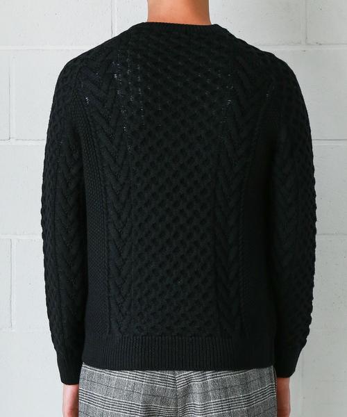 green label relaxing（グリーンレーベルリラクシング）の「CM アラン ラグラン クルーネック ニット ◆（ニット/セーター・メンズ・ブラック/ベージュ/パープル・X-LARGE/SMALL/MEDIUM/LARGE）」の6枚目の写真