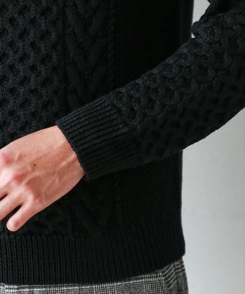 green label relaxing（グリーンレーベルリラクシング）の「CM アラン ラグラン クルーネック ニット ◆（ニット/セーター・メンズ・ブラック/ベージュ/パープル・X-LARGE/SMALL/MEDIUM/LARGE）」の8枚目の写真