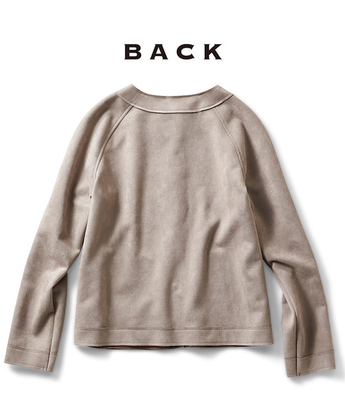 IEDIT（イディット）の「ＩＥＤＩＴ　上品リッチな　ストレッチポンチのスエードブルゾン（ブルゾン・レディース・グレイッシュベージュ/ベビーピンク・SMALL/MEDIUM/LARGE/X-LARGE/XX-LARGE）」の5枚目の写真