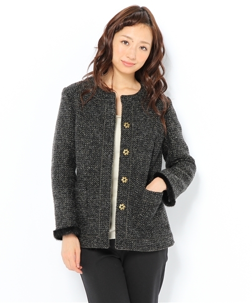 お値下げ！EFFE BEAMS トリムツイードジャケット　38 EFFE BEAMS（エッフェビームス）の「EFFE BEAMS / ミンク トリム