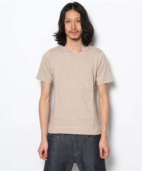 A VONTADE（アボンタージ）の「A VONTADE/Nepped Top Pocket T-Shirt（Tシャツ/カットソー・メンズ・ブルー/グレー/ベージュ・LARGE/SMALL/MEDIUM）」の3枚目の写真