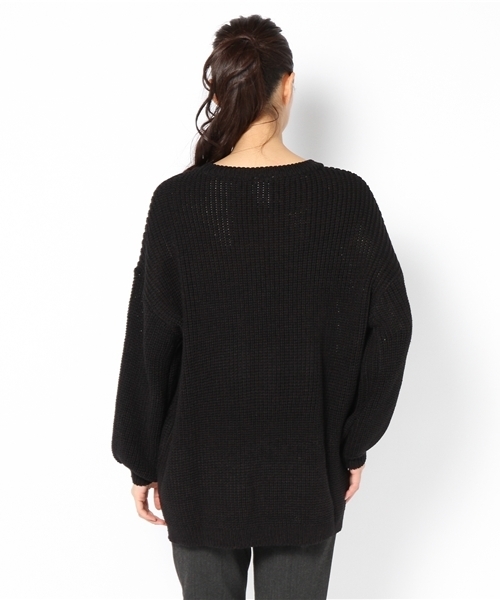 WHO'S WHO gallery（フーズフーギャラリー）の「ローゲージビッグニット（ニット/セーター・レディース・ブラック/ホワイト/ピンク・FREE）」の9枚目の写真