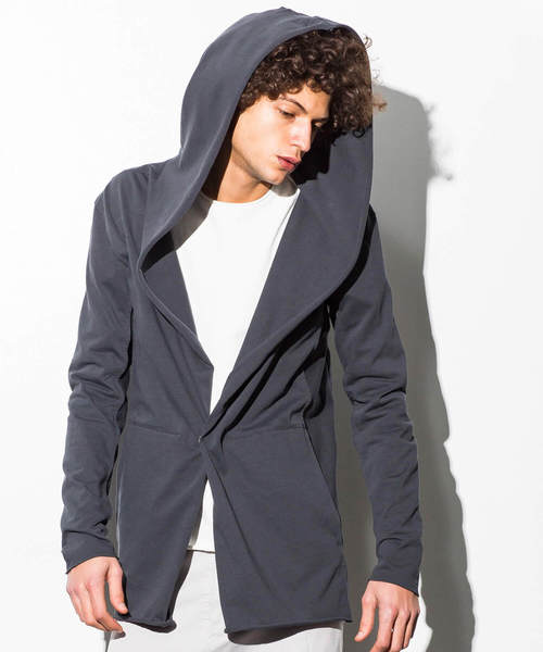 CDM BY CARPEDIEM（シーディーエムバイカルペディエム）の「CDM BY CARPEDIEM(シーディーエム バイ カルペディエム)カットオフフーディカーディガン（カーディガン/ボレロ・メンズ・ホワイト/ブラック/チャコールグレー・MEDIUM/LARGE/SMALL）」の3枚目の写真