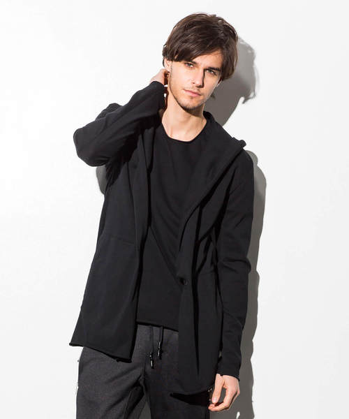 CDM BY CARPEDIEM（シーディーエムバイカルペディエム）の「CDM BY CARPEDIEM(シーディーエム バイ カルペディエム)カットオフフーディカーディガン（カーディガン/ボレロ・メンズ・ホワイト/ブラック/チャコールグレー・MEDIUM/LARGE/SMALL）」の2枚目の写真