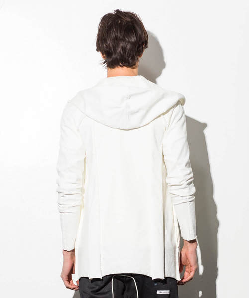 CDM BY CARPEDIEM（シーディーエムバイカルペディエム）の「CDM BY CARPEDIEM(シーディーエム バイ カルペディエム)カットオフフーディカーディガン（カーディガン/ボレロ・メンズ・ホワイト/ブラック/チャコールグレー・MEDIUM/LARGE/SMALL）」の5枚目の写真