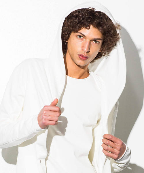 CDM BY CARPEDIEM（シーディーエムバイカルペディエム）の「CDM BY CARPEDIEM(シーディーエム バイ カルペディエム)カットオフフーディカーディガン（カーディガン/ボレロ・メンズ・ホワイト/ブラック/チャコールグレー・MEDIUM/LARGE/SMALL）」の6枚目の写真