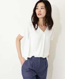 NATURAL BEAUTY BASIC | <WEB限定>Ｖネックフロントタック半袖ブラウス(シャツ/ブラウス)