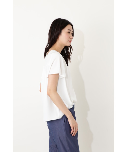 NATURAL BEAUTY BASIC（ナチュラルビューティーベーシック）の「<WEB限定>Ｖネックフロントタック半袖ブラウス（シャツ/ブラウス・レディース・ネイビー/イエロー/ライトグリーン/ホワイト系その他・SMALL/MEDIUM/LARGE）」の11枚目の写真