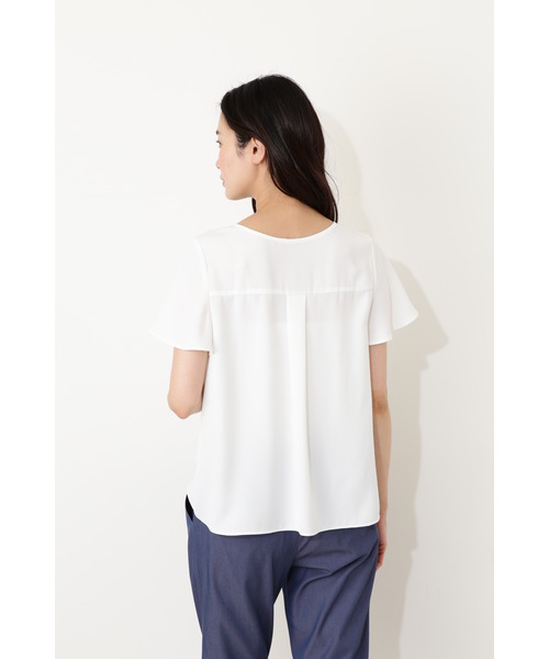 NATURAL BEAUTY BASIC（ナチュラルビューティーベーシック）の「<WEB限定>Ｖネックフロントタック半袖ブラウス（シャツ/ブラウス・レディース・ネイビー/イエロー/ライトグリーン/ホワイト系その他・SMALL/MEDIUM/LARGE）」の9枚目の写真